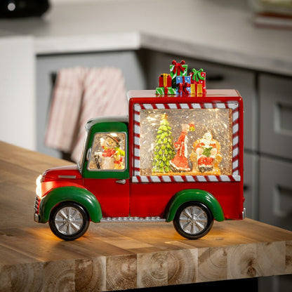 Sugar & Stripes Bright LED Table Decor Santa and Mrs. Claus in Truck P | Plow & Hearth