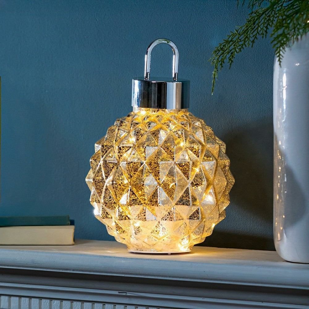 Season to Sparkle LED Table Decor Ornament Shaped Rotating Glass, 12.2 | Plow & Hearth