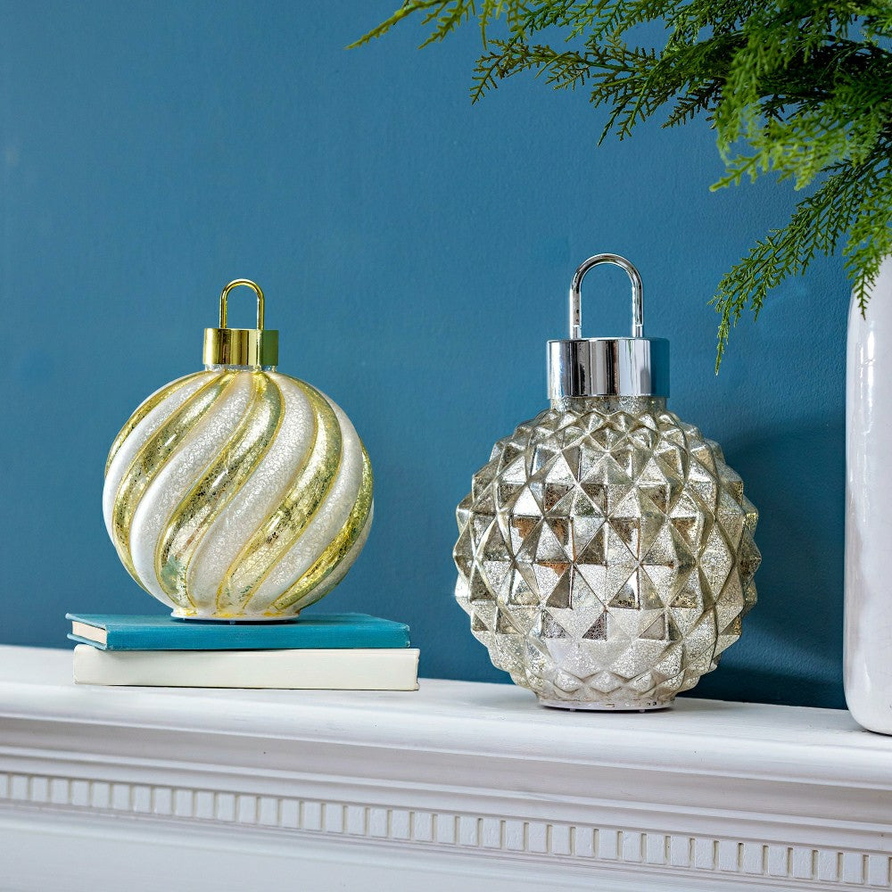 Season to Sparkle LED Table Decor Ornament Shaped Rotating Glass, 12.2 | Plow & Hearth