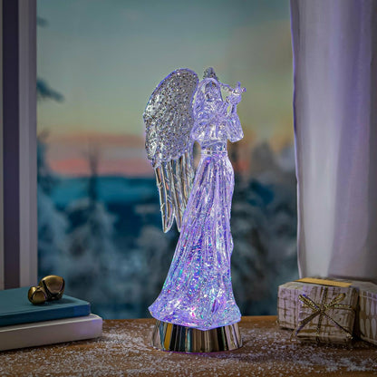 Nativity LED Table Decor Angel Acrylic Water Lantern, 14"H | Plow & Hearth