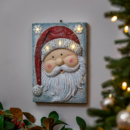 Heartfelt Cheer Indoor Wall Decor, LED MGO Textured Wall, Santa | Plow & Hearth