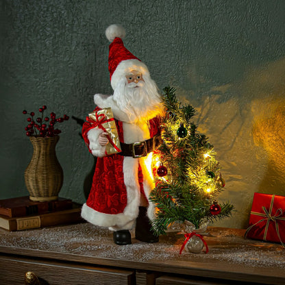 Traditional Santa LED Table Decor Traditional Santa Fabric, 18.75"H | Plow & Hearth