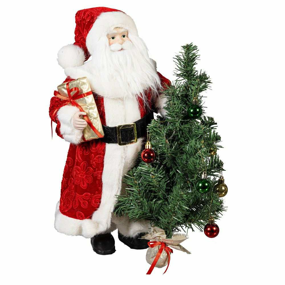 Traditional Santa LED Table Decor Traditional Santa Fabric, 18.75"H | Plow & Hearth