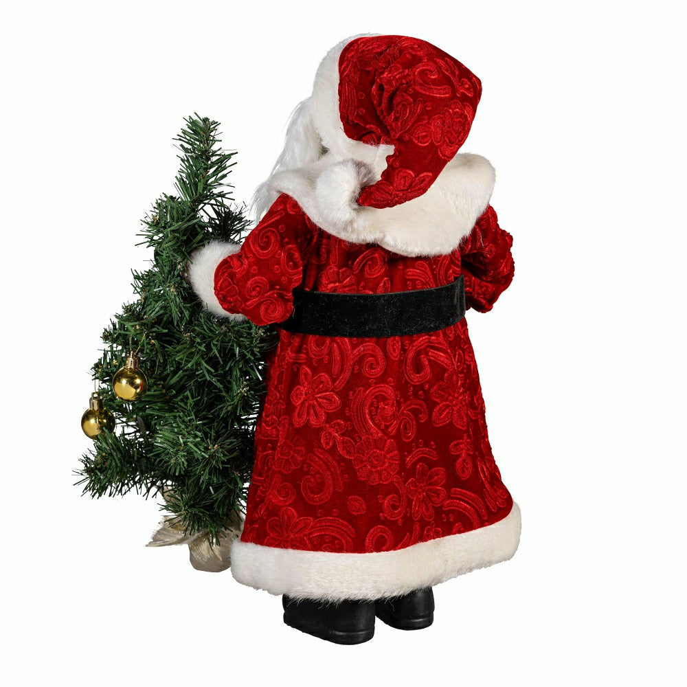 Traditional Santa LED Table Decor Traditional Santa Fabric, 18.75"H | Plow & Hearth