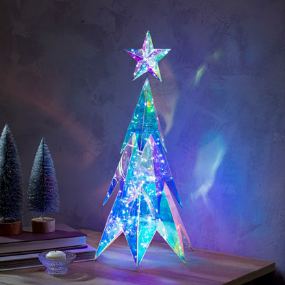 LED Holiday Iridescent Shimmering Tabletop Tree, 21"H | Plow & Hearth