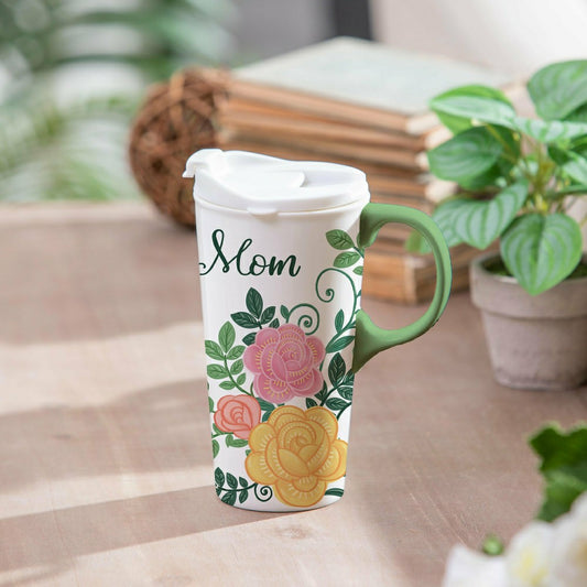 Mom and Florals Ceramic Perfect Cup, 17oz, Gift Box | Plow & Hearth