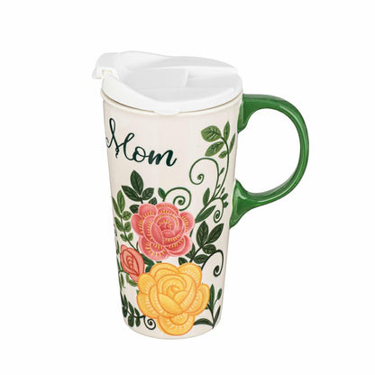 Mom and Florals Ceramic Perfect Cup, 17oz, Gift Box | Plow & Hearth
