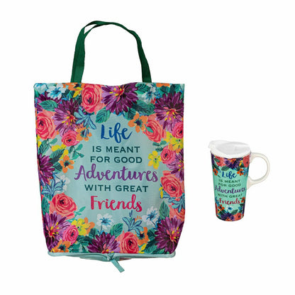 Life Is Meant For Good Adventures Ceramic Perfect Cup and Compact Tote | Plow & Hearth