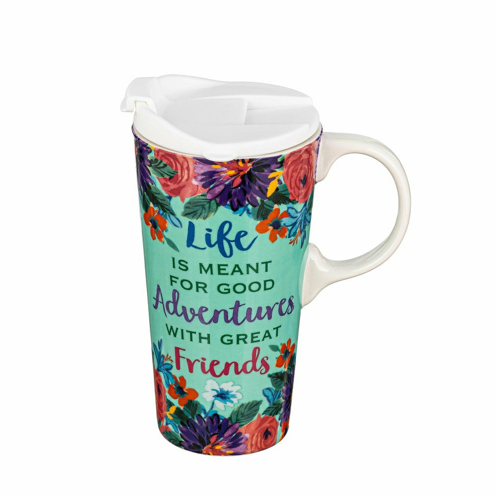 Life Is Meant For Good Adventures Ceramic Perfect Cup and Compact Tote | Plow & Hearth