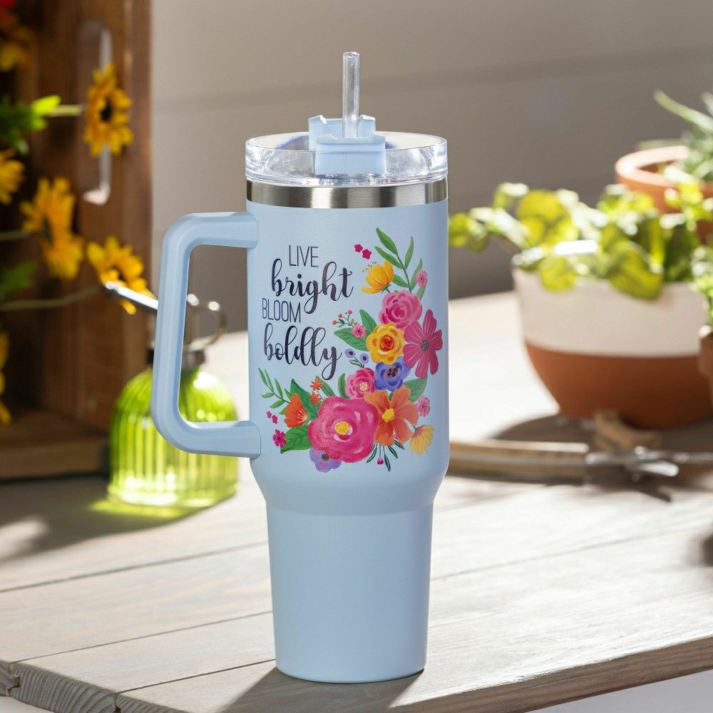 Hop Into Spring Tumbler Stainless-Steel Canyon Cup w/ Straw, Live Brig | Plow & Hearth