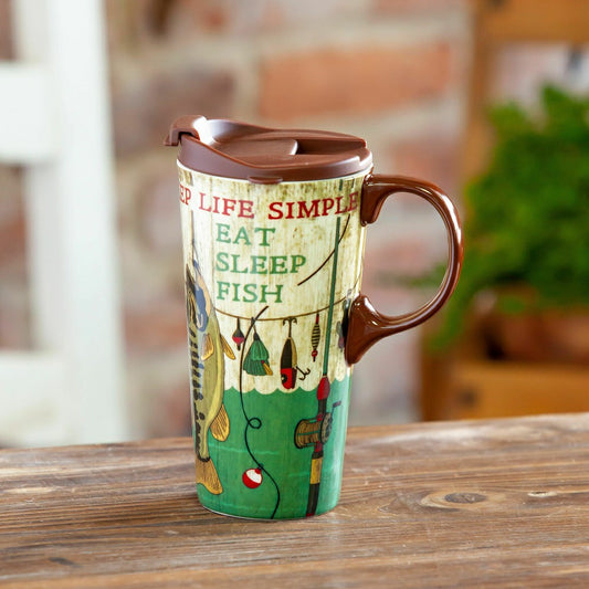 Travel Cup Ceramic Perfect Cup, Keep Life Simple, 17oz, Gift Box | Plow & Hearth