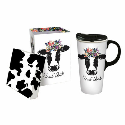 Hillside Pasture Travel Cup Ceramic Perfect Cup, Herd That, 17oz, Gift | Plow & Hearth