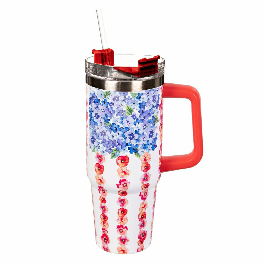 Red White & Bloom Tumbler Stainless Steel Trenta Cup, Floral Flag, 30o | Plow & Hearth