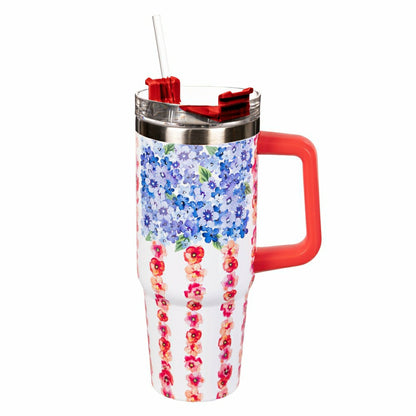 Red White & Bloom Tumbler Stainless Steel Trenta Cup, Floral Flag, 30o | Plow & Hearth