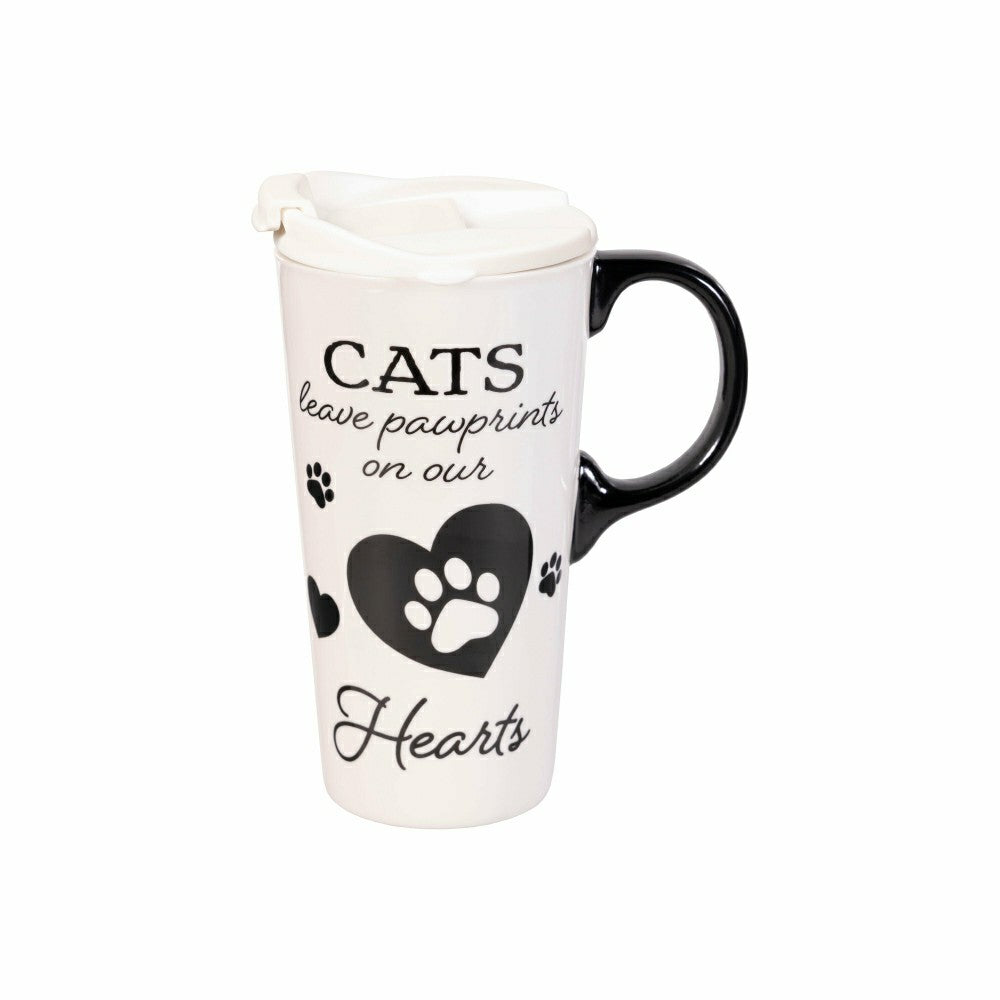 Memorial Pet Travel Cup Ceramic Perfect Cup, “CATS", 17oz, Gift Box | Plow & Hearth