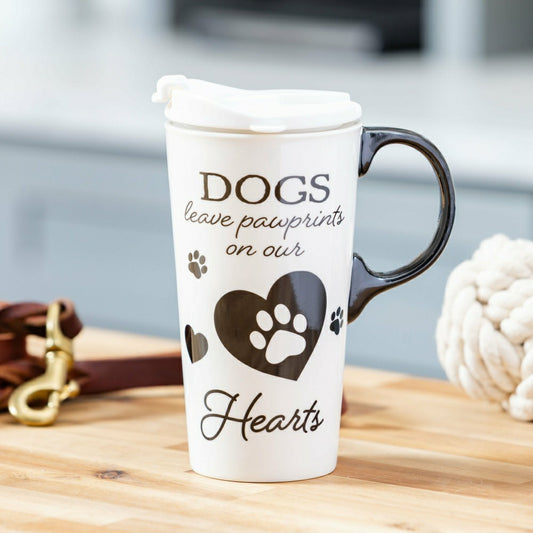 Memorial Pet Travel Cup Ceramic Perfect Cup, "DOGS", 17oz, Gift Box | Plow & Hearth