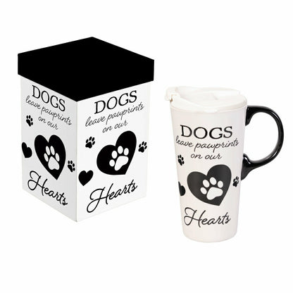 Memorial Pet Travel Cup Ceramic Perfect Cup, "DOGS", 17oz, Gift Box | Plow & Hearth