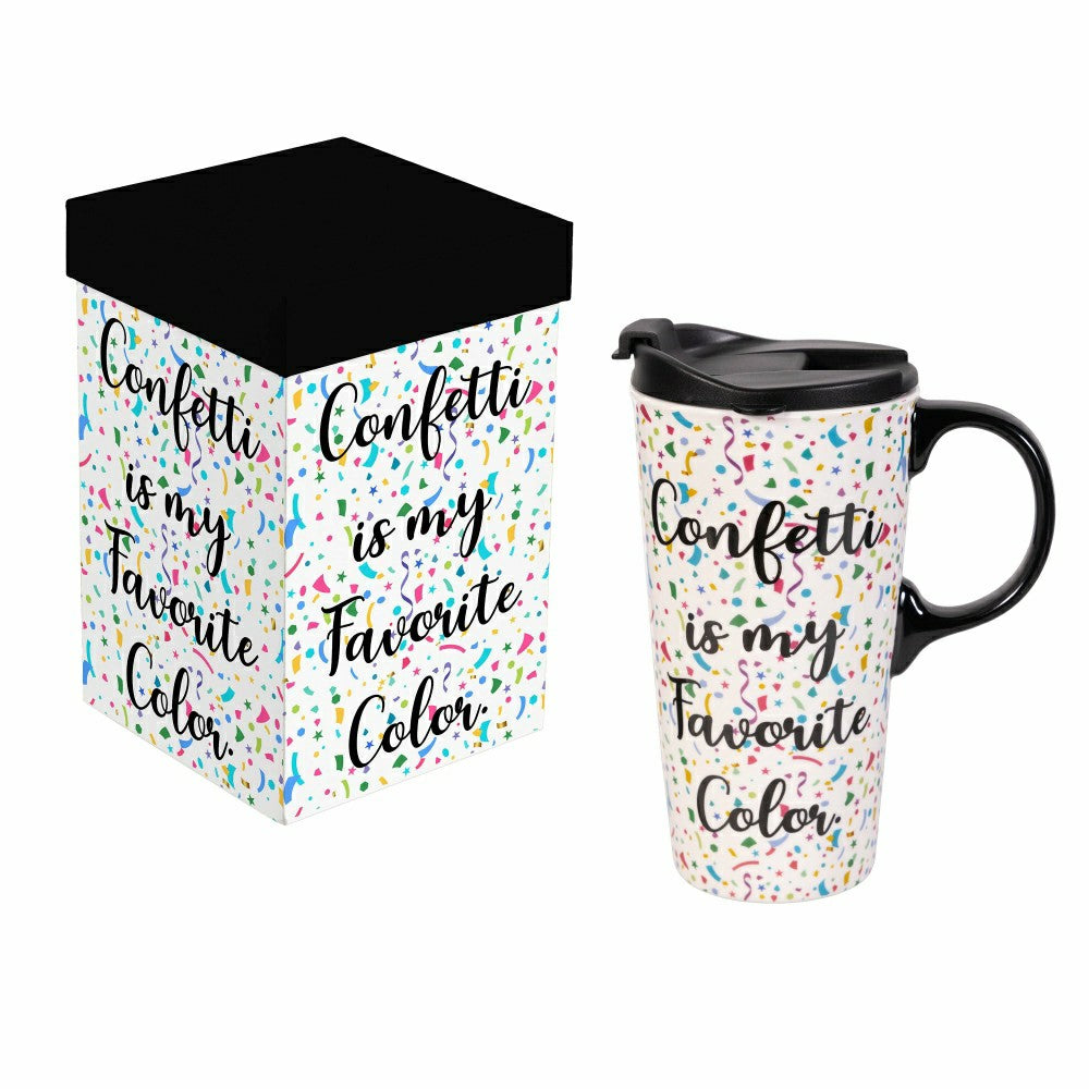 This Calls For Cake Travel Cup Ceramic Perfect Cup, Confetti, 17oz, Gi | Plow & Hearth