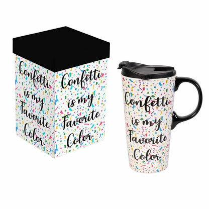 This Calls For Cake Travel Cup Ceramic Perfect Cup, Confetti, 17oz, Gi | Plow & Hearth