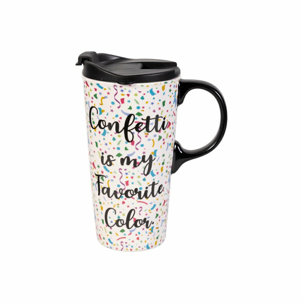 This Calls For Cake Travel Cup Ceramic Perfect Cup, Confetti, 17oz, Gi | Plow & Hearth