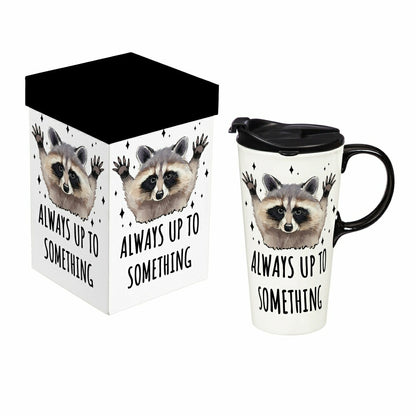 Just for Laughs Travel Cup Ceramic Perfect Cup, Raccoon, 17oz, Gift Bo | Plow & Hearth