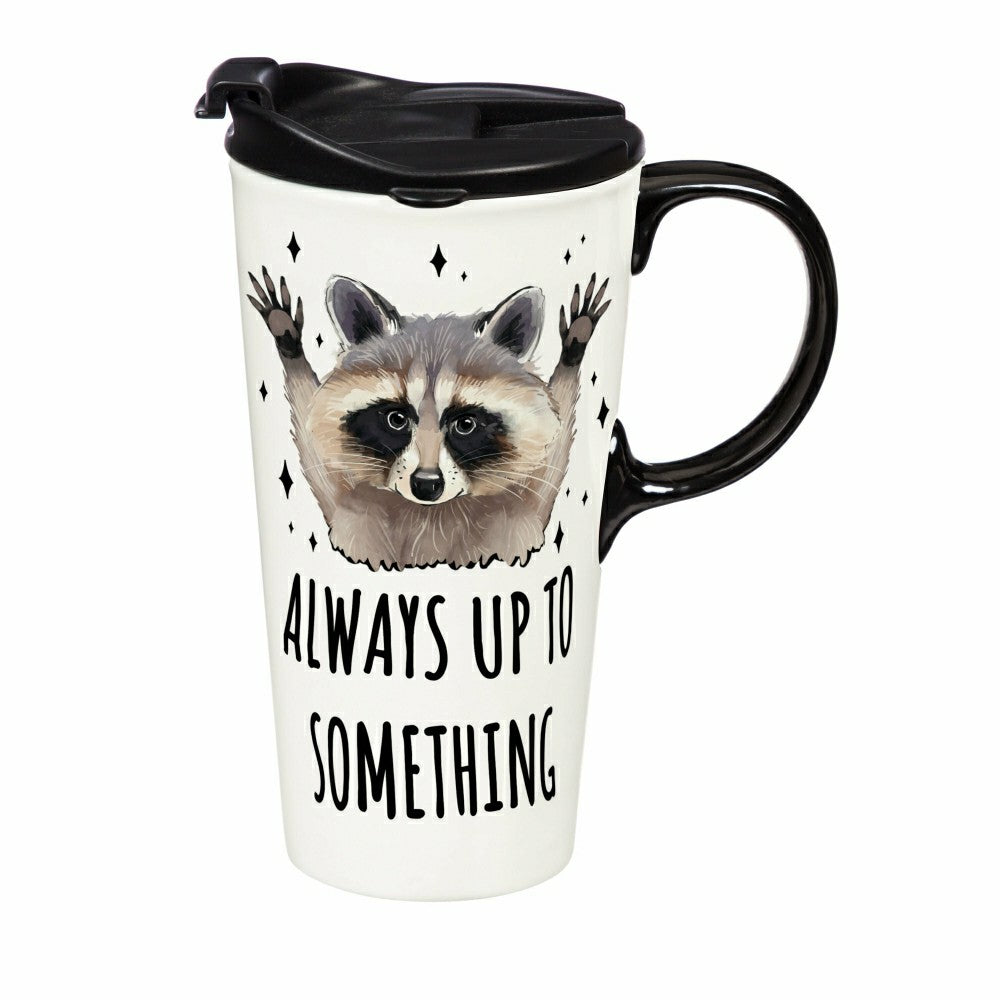 Just for Laughs Travel Cup Ceramic Perfect Cup, Raccoon, 17oz, Gift Bo | Plow & Hearth
