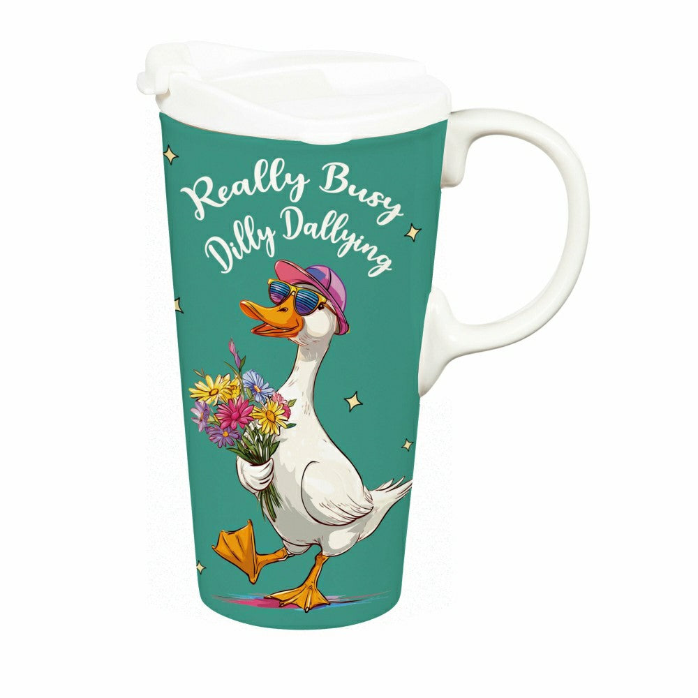 Just for Laughs Travel Cup Ceramic Perfect Cup, Really Busy Dilly Dall | Plow & Hearth