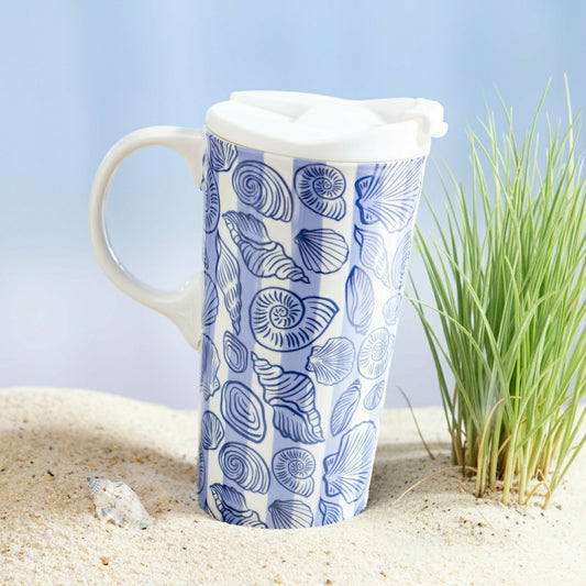 Seaside Retreat Travel Cup Ceramic Perfect Cup, 17oz, Gift Box | Plow & Hearth
