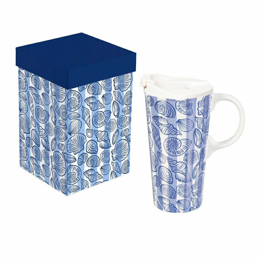 Seaside Retreat Travel Cup Ceramic Perfect Cup, 17oz, Gift Box | Plow & Hearth