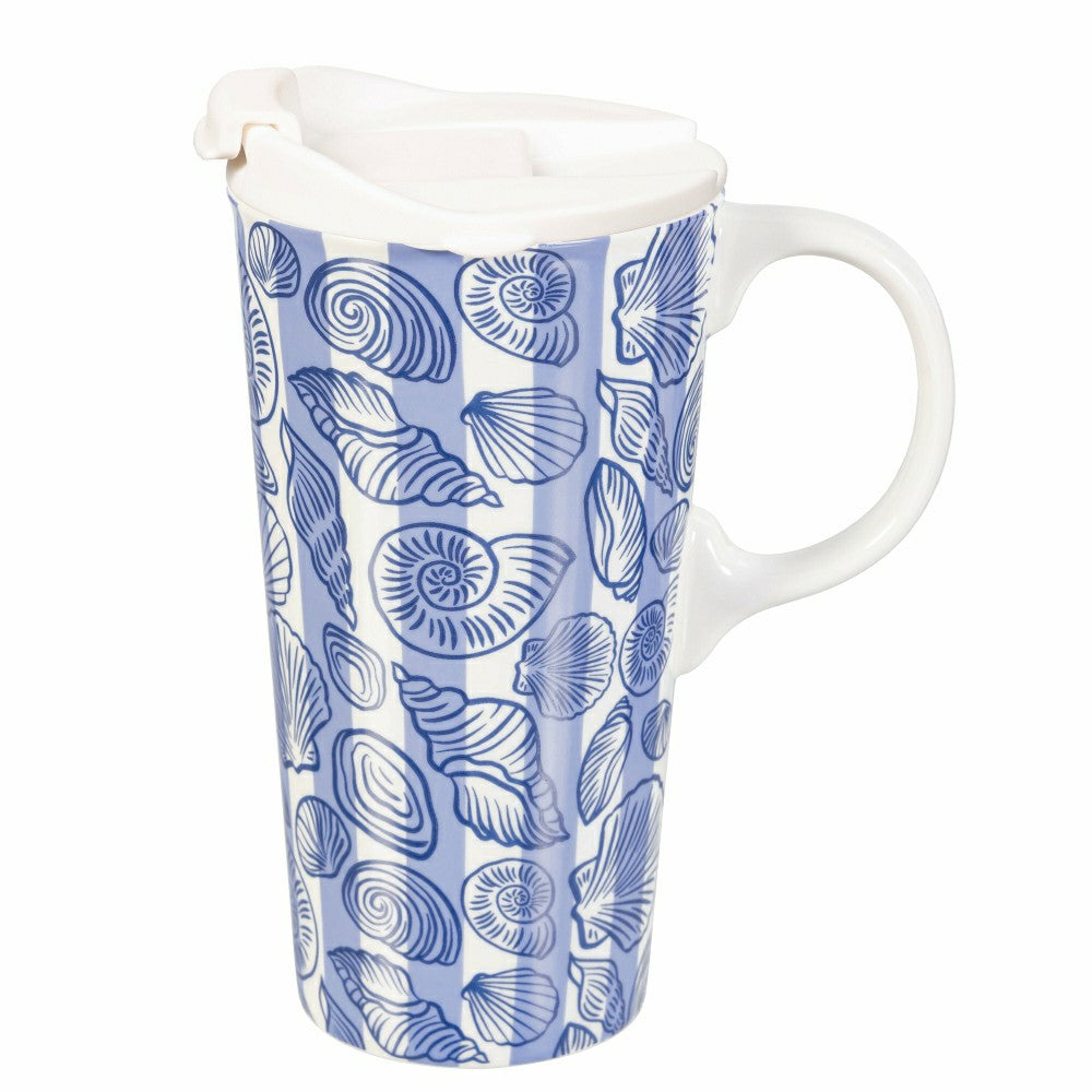 Seaside Retreat Travel Cup Ceramic Perfect Cup, 17oz, Gift Box | Plow & Hearth