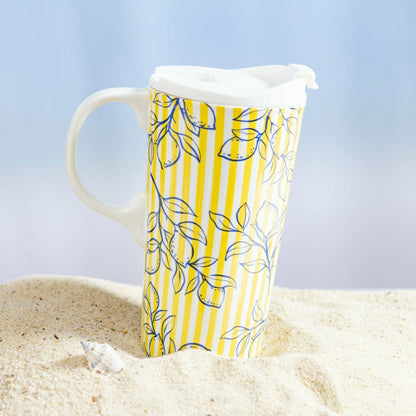 Seaside Retreat Travel Cup Ceramic Perfect Cup, 17oz, Gift Box | Plow & Hearth