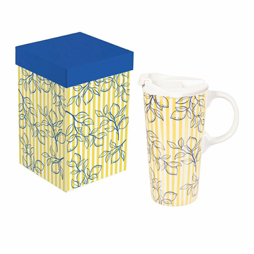 Seaside Retreat Travel Cup Ceramic Perfect Cup, 17oz, Gift Box | Plow & Hearth
