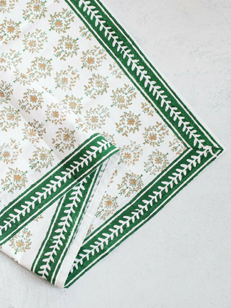 Tablecloth - Lotus, Evergreen & Gold | Plow & Hearth