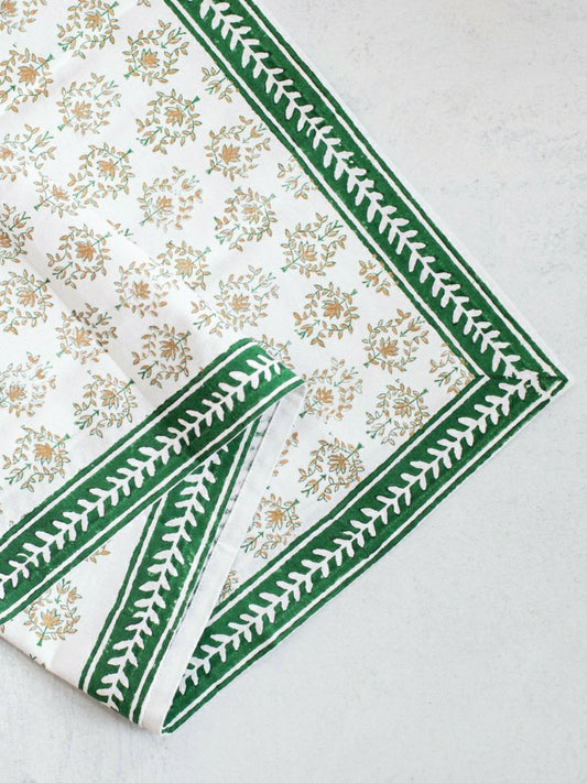 Tablecloth - Lotus, Evergreen & Gold | Plow & Hearth