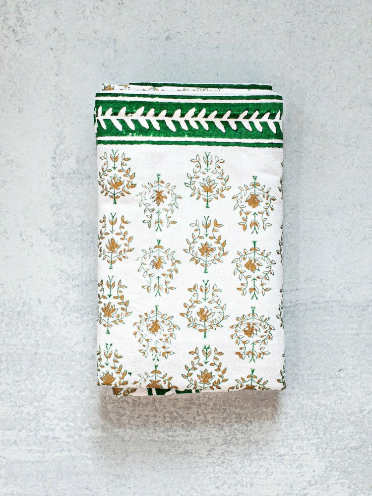 Tablecloth - Lotus, Evergreen & Gold | Plow & Hearth