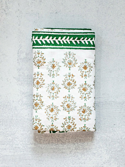 Tablecloth - Lotus, Evergreen & Gold | Plow & Hearth