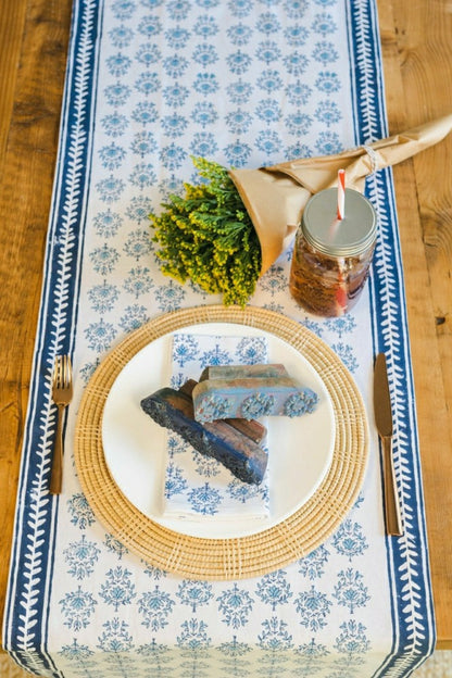 Table Runner - Lotus, Uniform Blue & Navy | Plow & Hearth