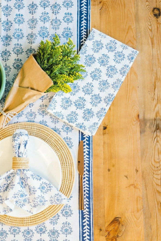 Table Runner - Lotus, Uniform Blue & Navy | Plow & Hearth