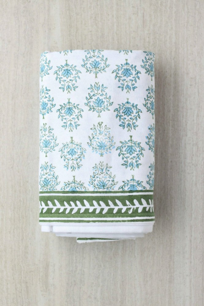 Table Runner - Lotus, Sage & Uniform Blue | Plow & Hearth