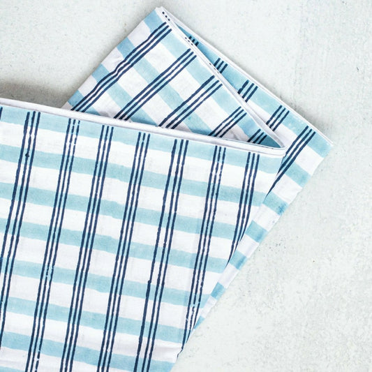 Table Runner - Plaid, Navy & Uniform Blue | Plow & Hearth