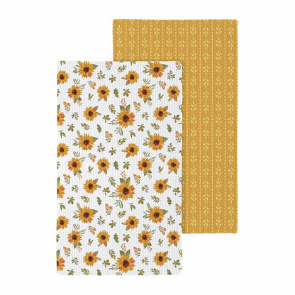 VivaStyle Sunflower Fields Kitchen Gift Set Quick Dry, 1pc Towel and 2 | Plow & Hearth