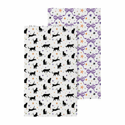 Haunted House Cats and Bows Quick Dry Kitchen Towel, Pet, 30"L x 18"W | Plow & Hearth