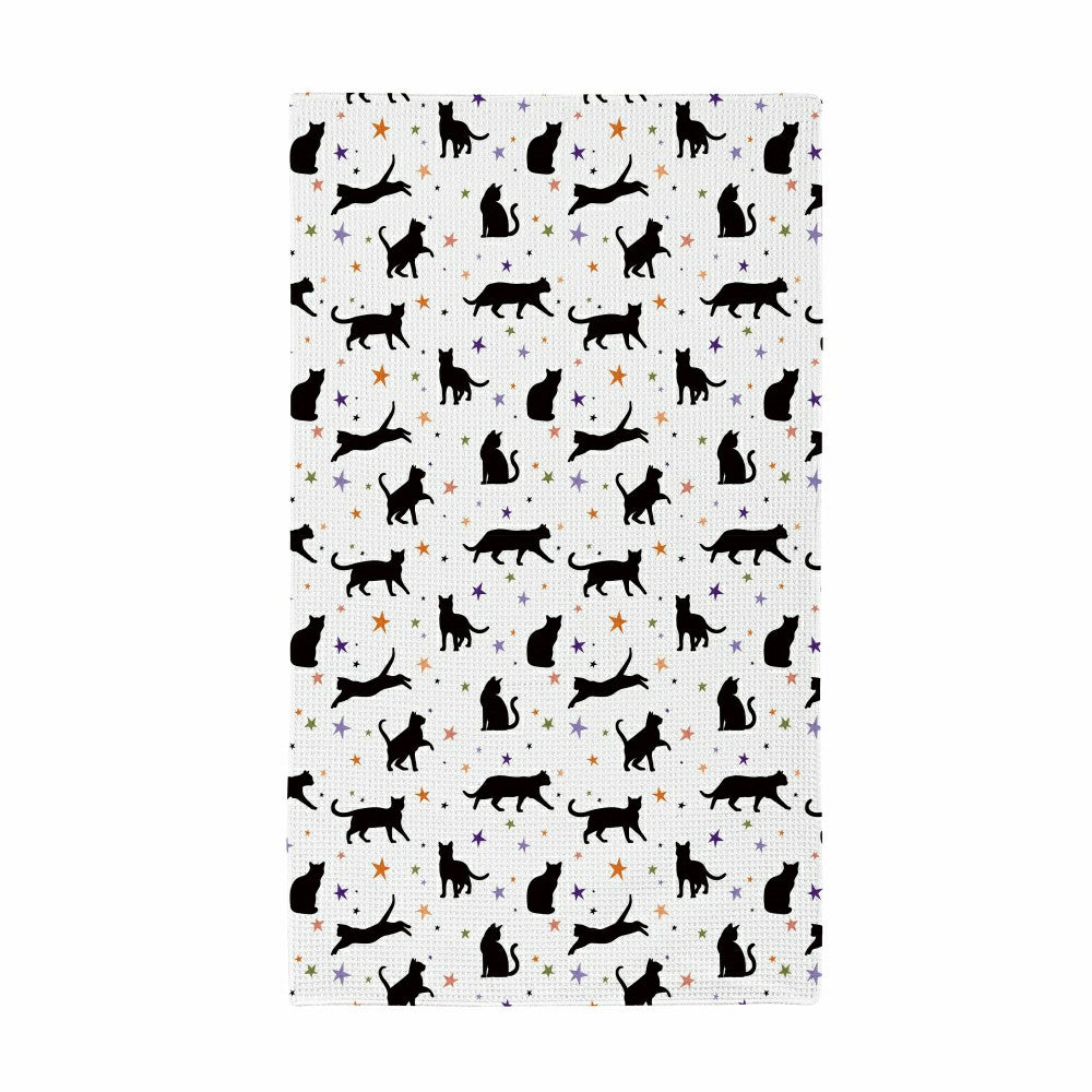 Haunted House Cats and Bows Quick Dry Kitchen Towel, Pet, 30"L x 18"W | Plow & Hearth
