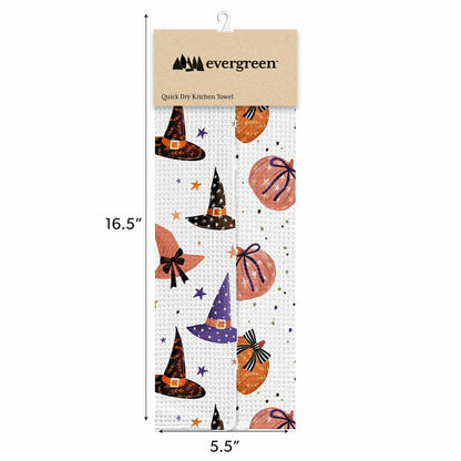 Haunted House Witch Hat Quick Dry Kitchen Towel, Pumpkin, 30"L x 18"W | Plow & Hearth