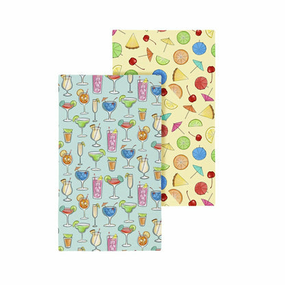 Kitchen Towel Quick Dry Waffle Weave Double-Sided, Cocktails, 30"L x 1 | Plow & Hearth