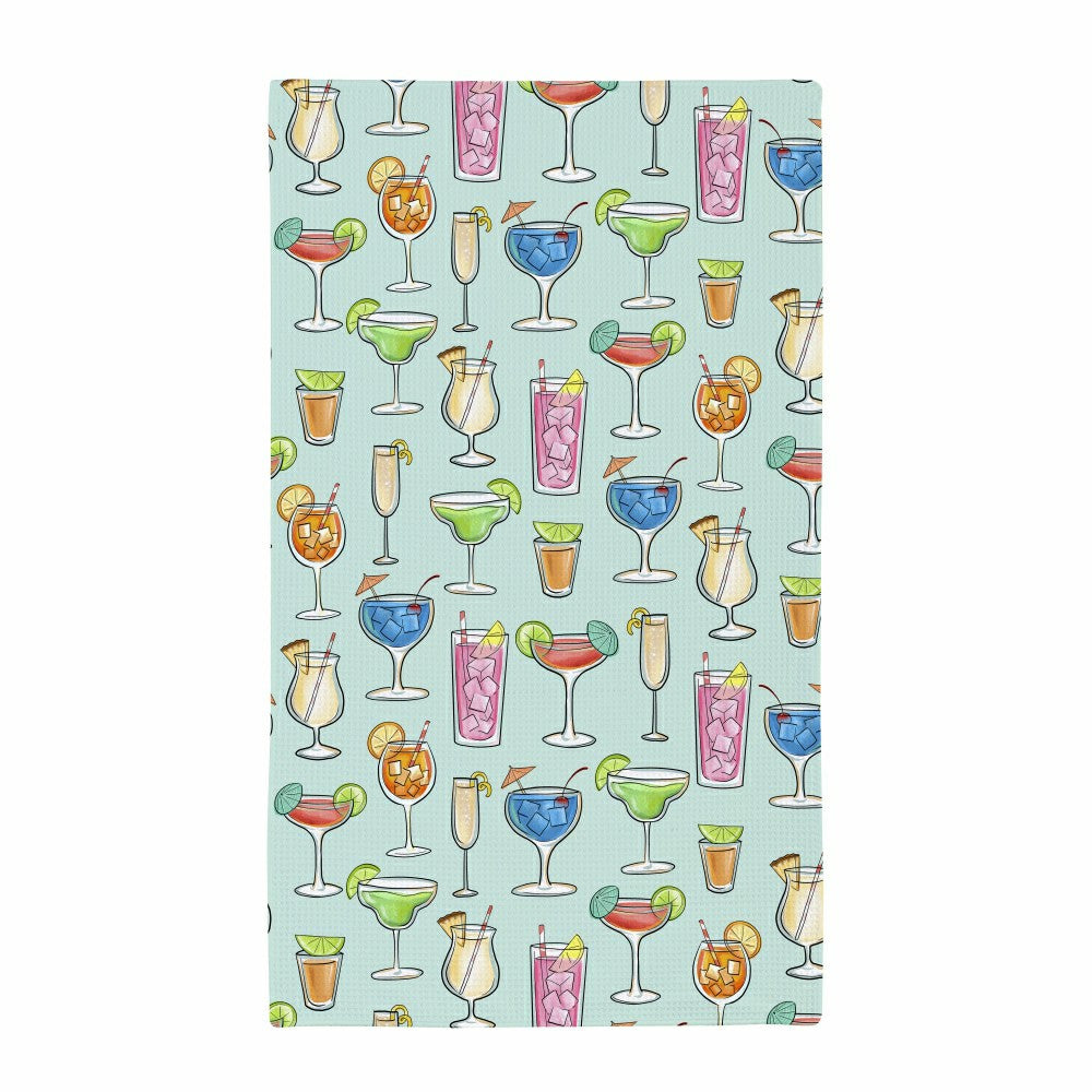 Kitchen Towel Quick Dry Waffle Weave Double-Sided, Cocktails, 30"L x 1 | Plow & Hearth