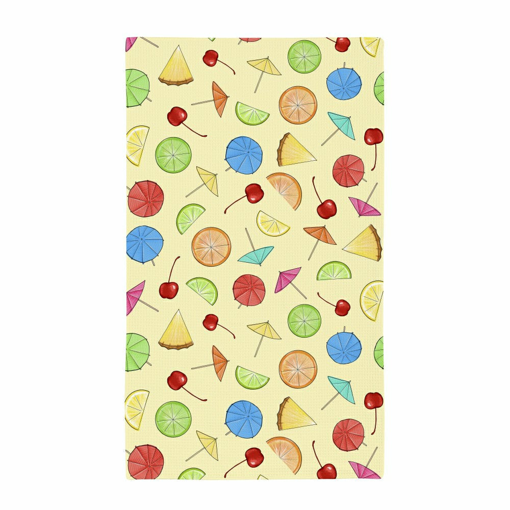 Kitchen Towel Quick Dry Waffle Weave Double-Sided, Cocktails, 30"L x 1 | Plow & Hearth