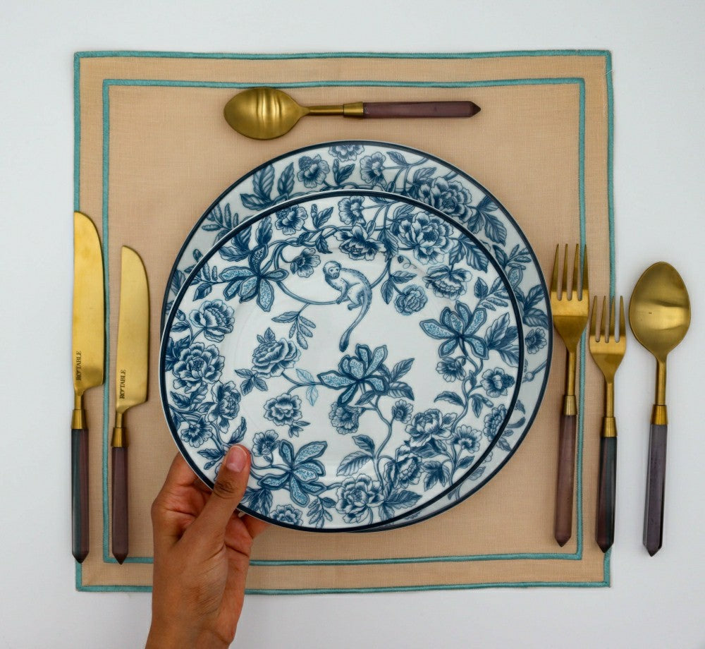Bombay Blue Dinner Plate - Set of 4 (+1 Bonus Plate) | Plow & Hearth