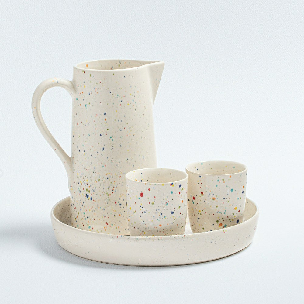 White Stoneware Ceramic Pitcher, 51oz | Plow & Hearth