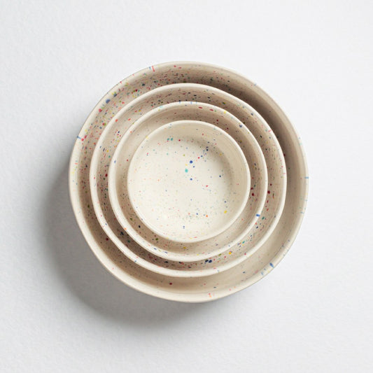 White Stoneware Ceramic Big Bowls, Set of 6 | Plow & Hearth